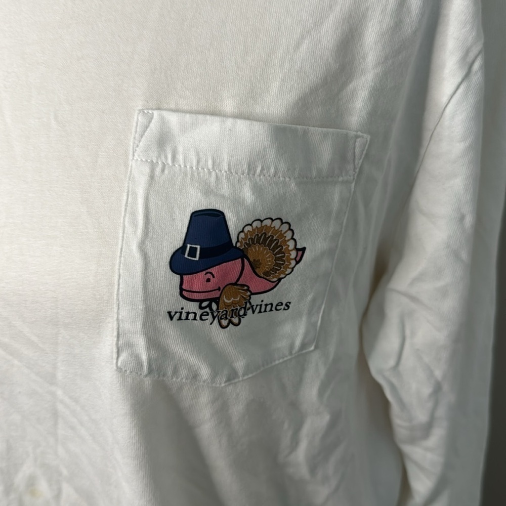 ***Vineyard Vines Boy/Girl White Thanksgiving 2016 Long Sleeve Top Sz XL (18) - Picture 2 of 7